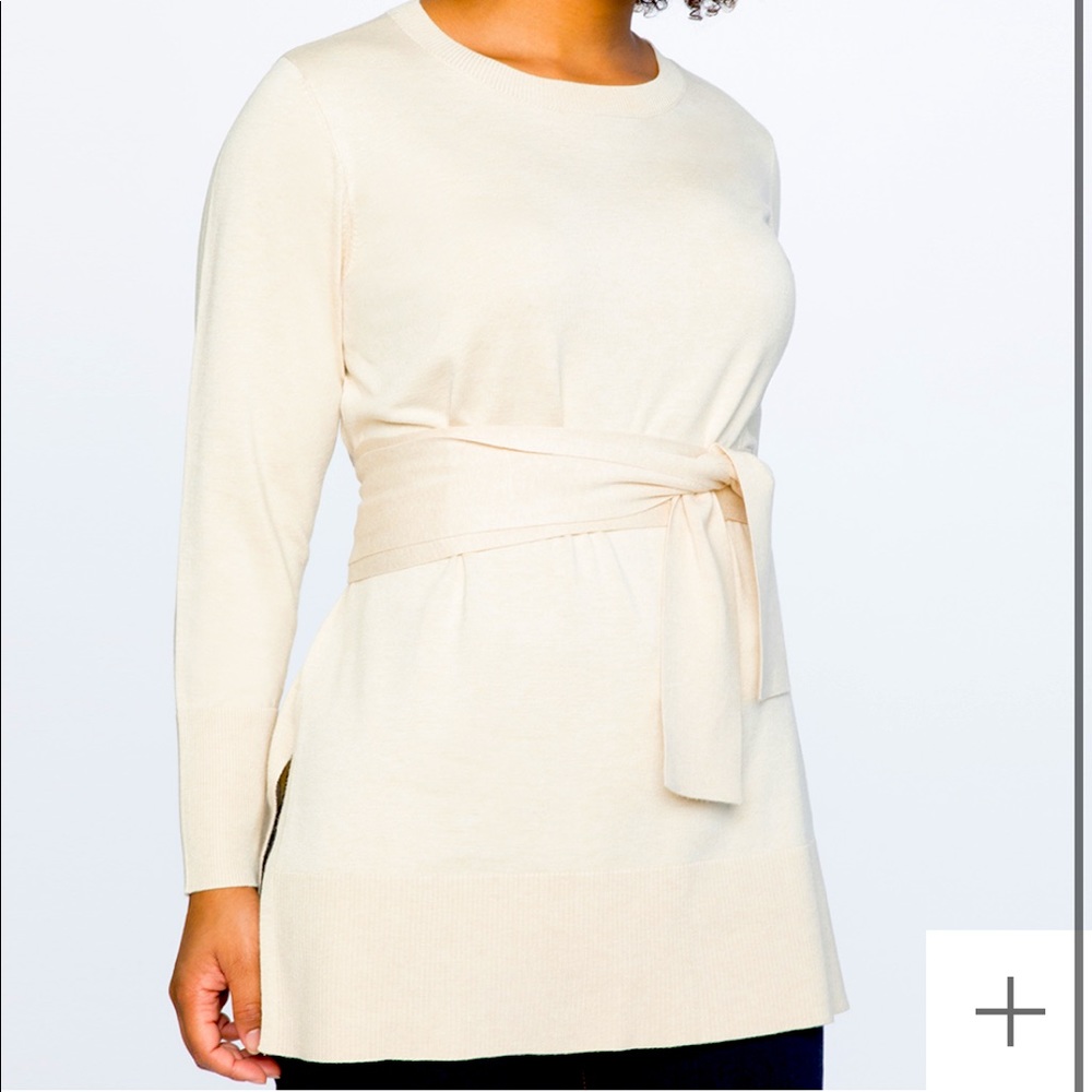 Eloquii Tie waist tunic sweater